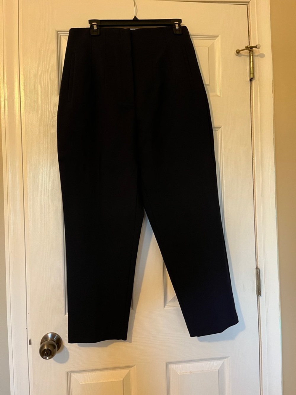 Zara Navy Pleated High-Waisted Trousers